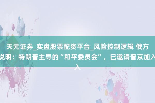 天元证券_实盘股票配资平台_风险控制逻辑 俄方说明：特朗普主导的“和平委员会”，已邀请普京加入